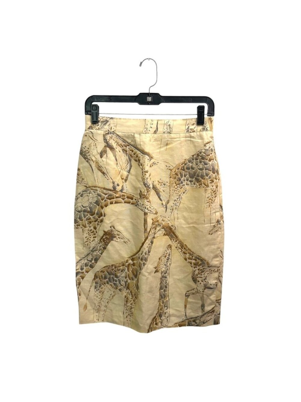 Vintage Les Copains Giraffe Animal Print Pencil Skirt 42 6 Corpcore Linen Italy